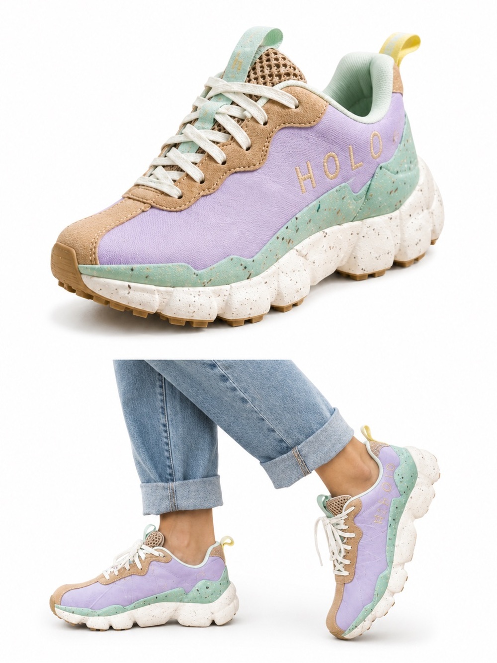 Holo Pastel Purple Green Sneaker Nephelae Swift mesh suede ECO  Friendly 8.5 NWT